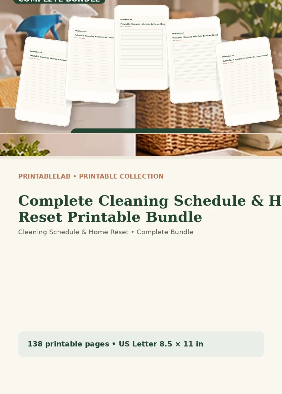 Complete Cleaning Schedule & Home Reset Printable Bundle cover