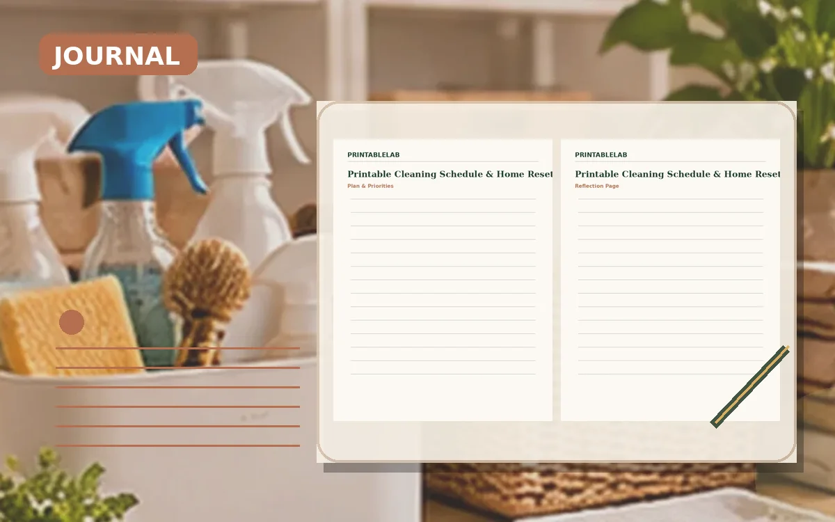 Printable Cleaning Schedule & Home Reset Journal cover