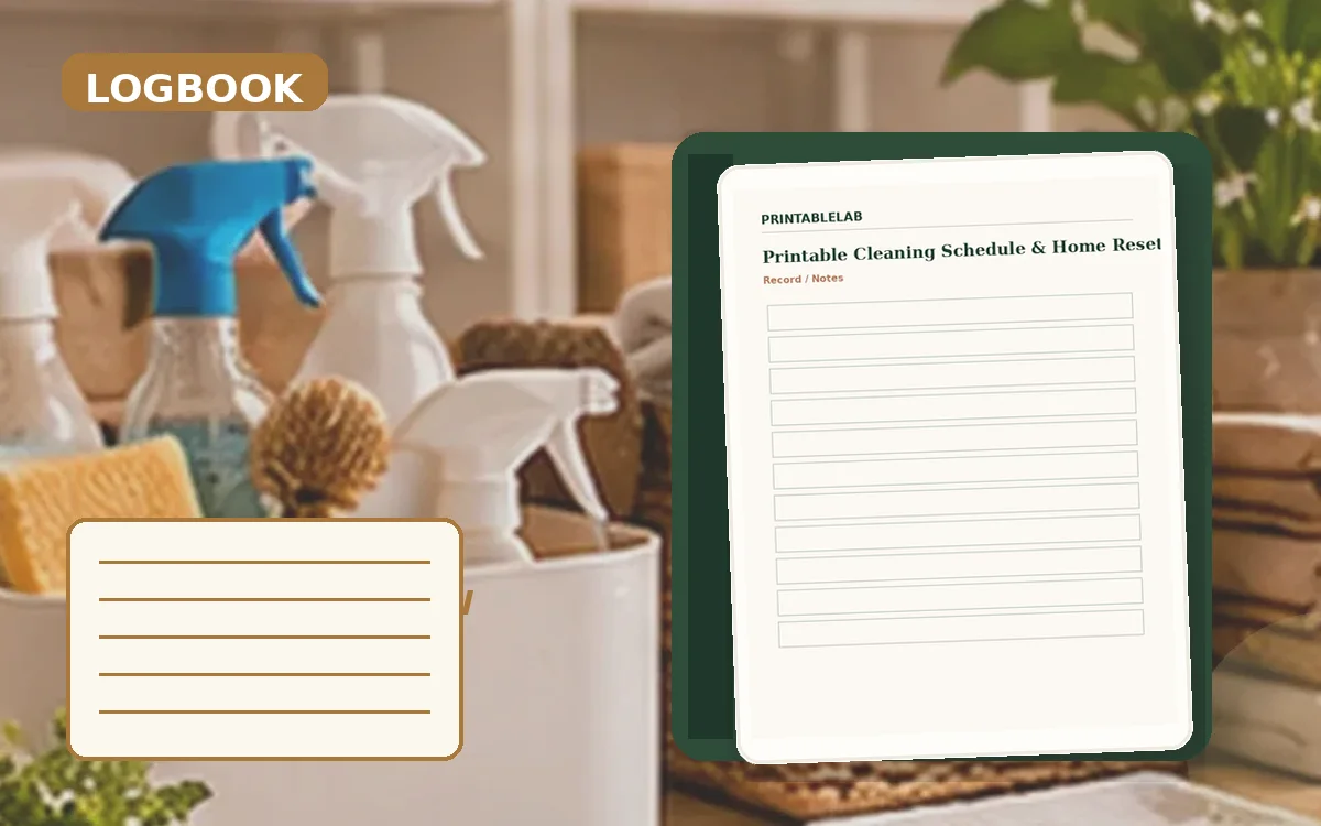 Printable Cleaning Schedule & Home Reset Logbook cover