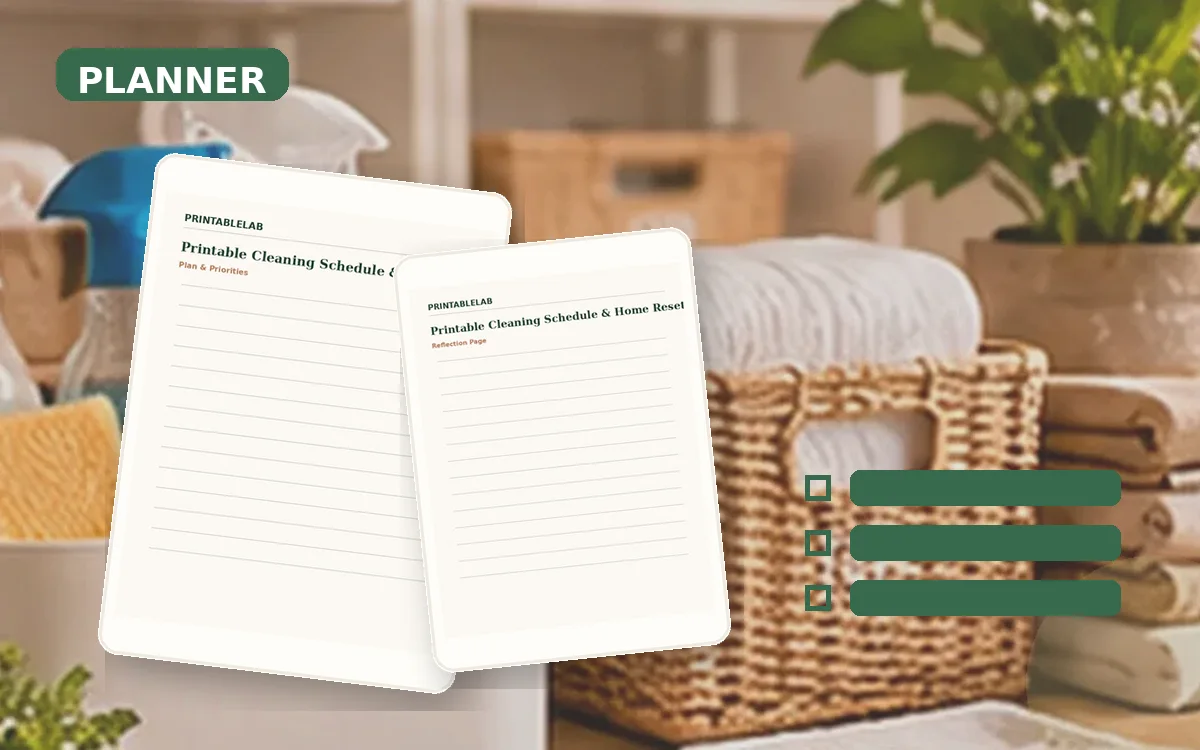 Printable Cleaning Schedule & Home Reset Planner cover
