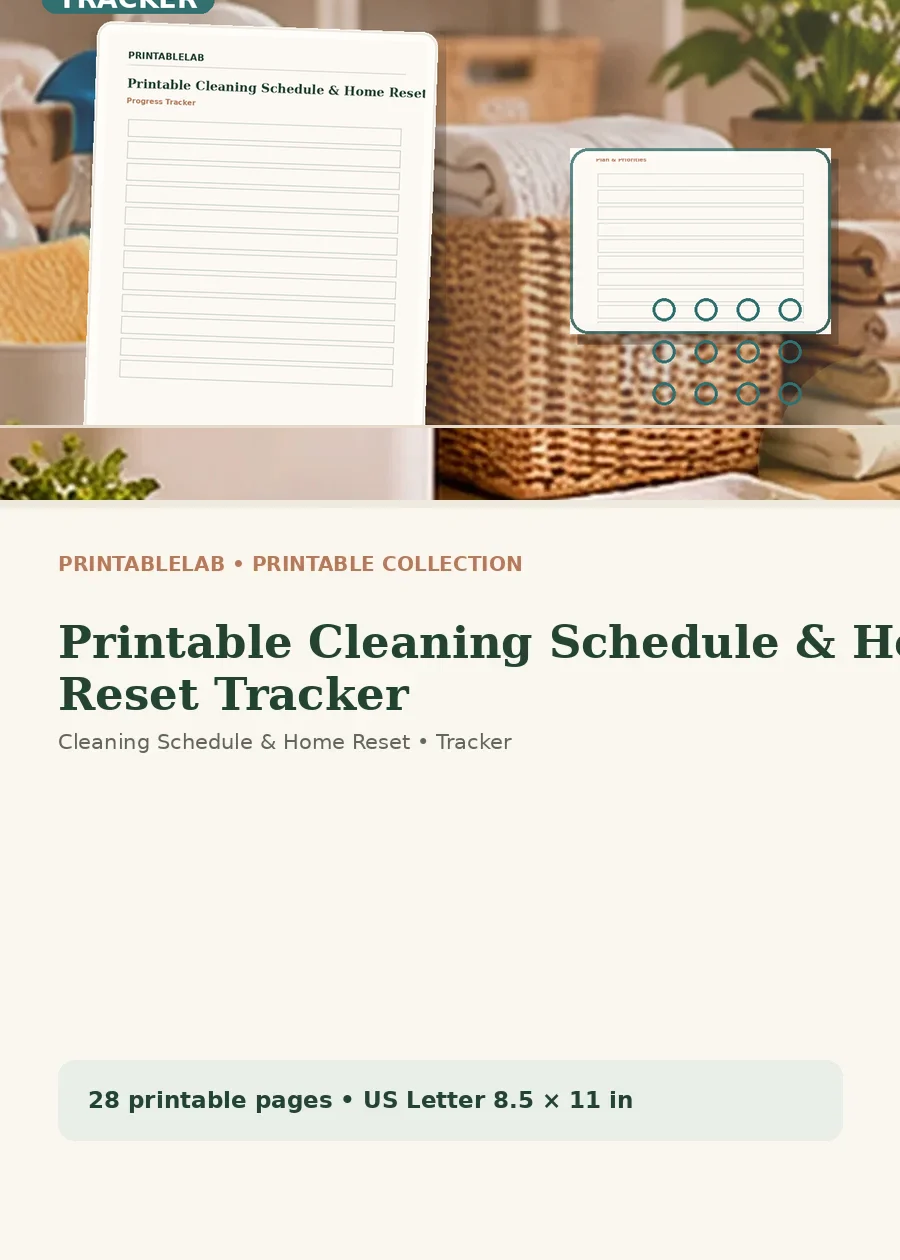 Printable Cleaning Schedule & Home Reset Tracker cover
