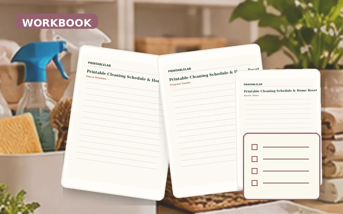 Printable Cleaning Schedule & Home Reset Workbook cover