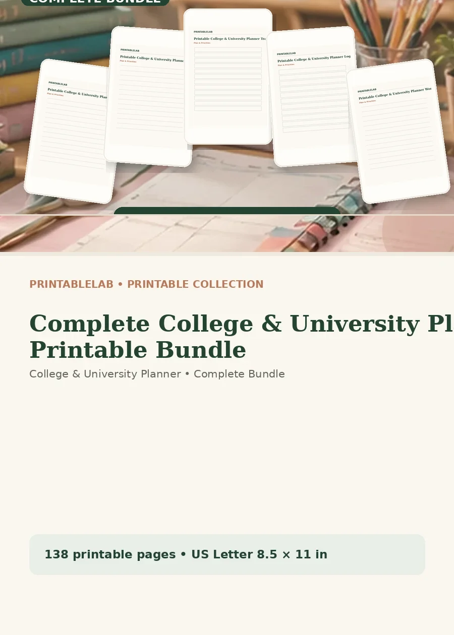 Complete College & University Planner Printable Bundle cover