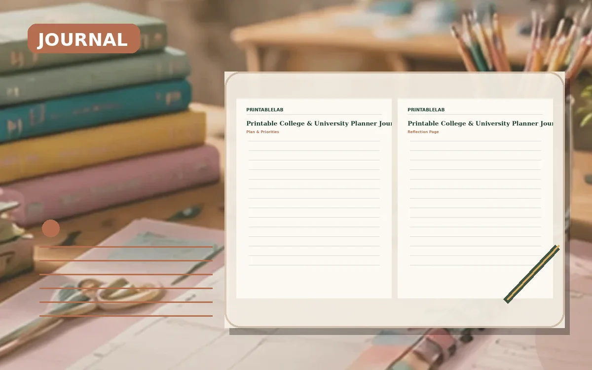 Printable College & University Planner Journal cover