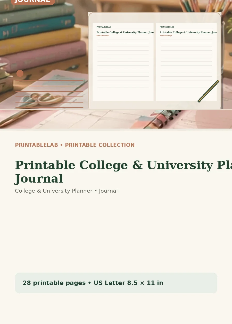 Printable College & University Planner Journal cover