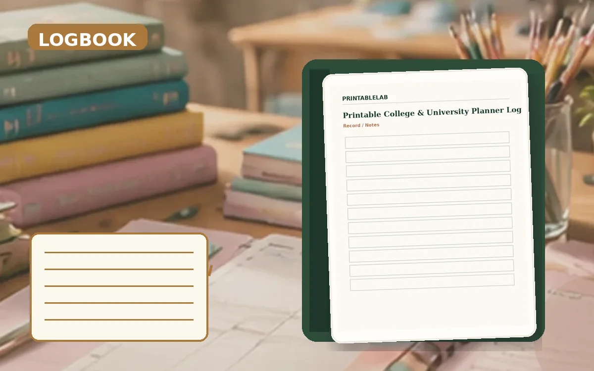 Printable College & University Planner Logbook cover
