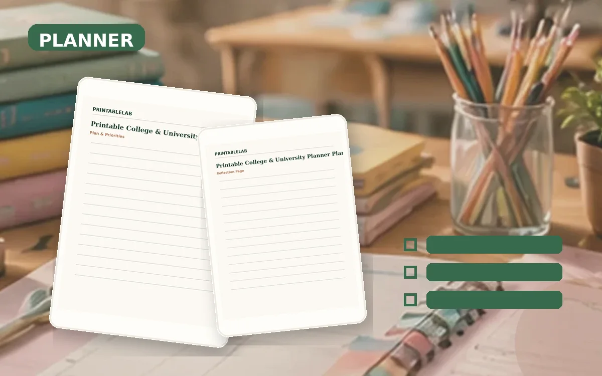 Printable College & University Planner Planner cover