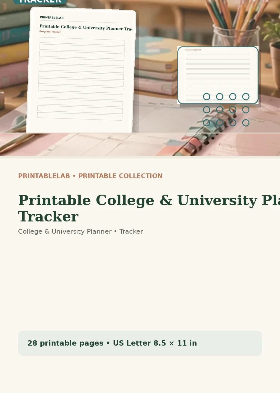 Printable College & University Planner Tracker cover