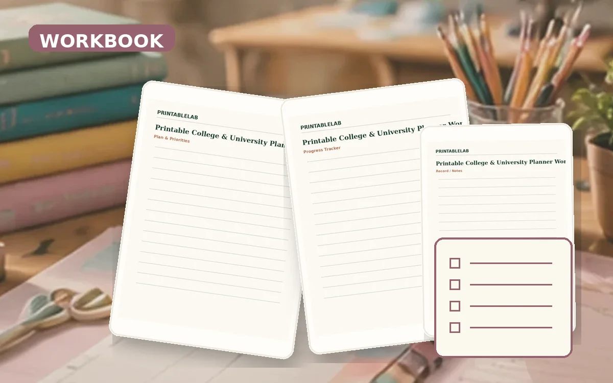 Printable College & University Planner Workbook cover