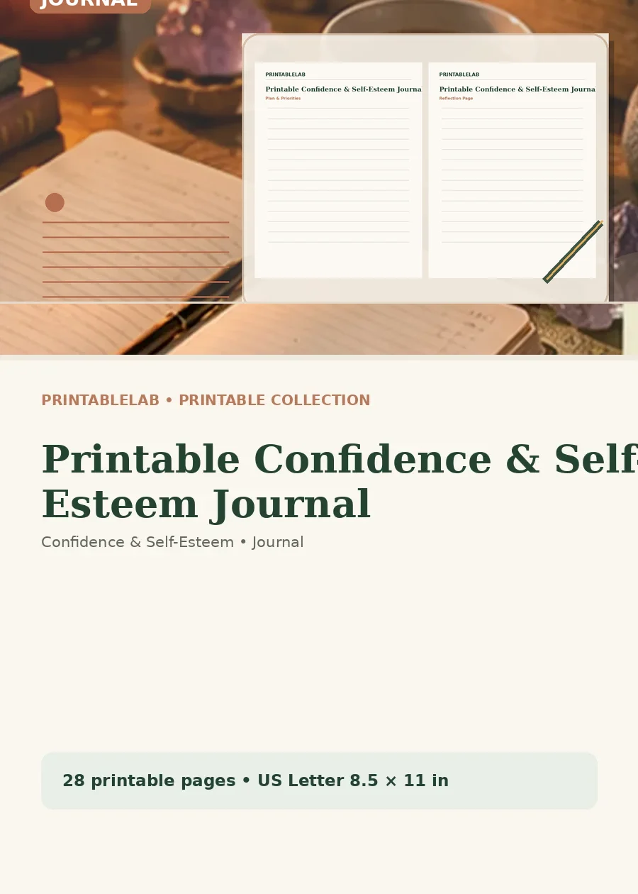 Printable Confidence & Self-Esteem Journal cover
