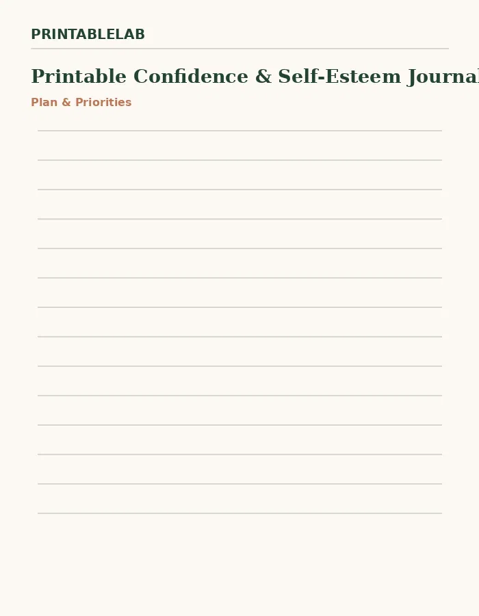 Printable Confidence & Self-Esteem Journal preview 1