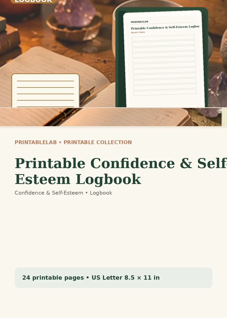 Printable Confidence & Self-Esteem Logbook cover