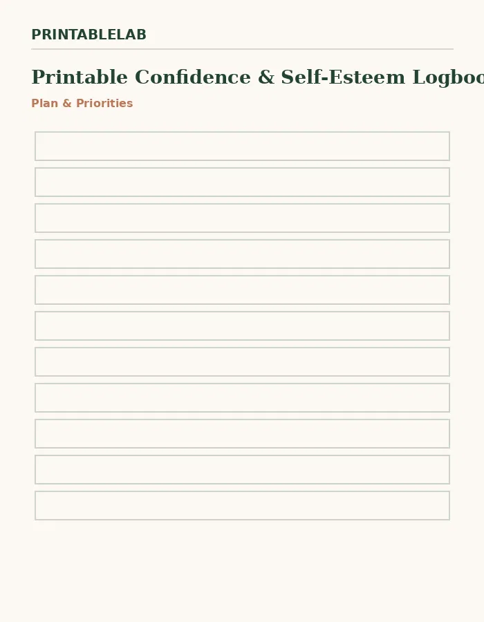 Printable Confidence & Self-Esteem Logbook preview 1