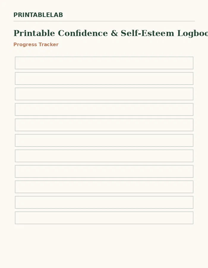 Printable Confidence & Self-Esteem Logbook preview 3