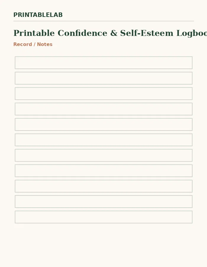 Printable Confidence & Self-Esteem Logbook preview 4