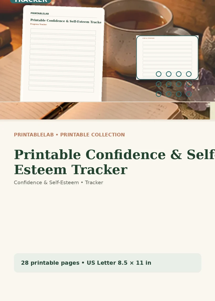 Printable Confidence & Self-Esteem Tracker cover