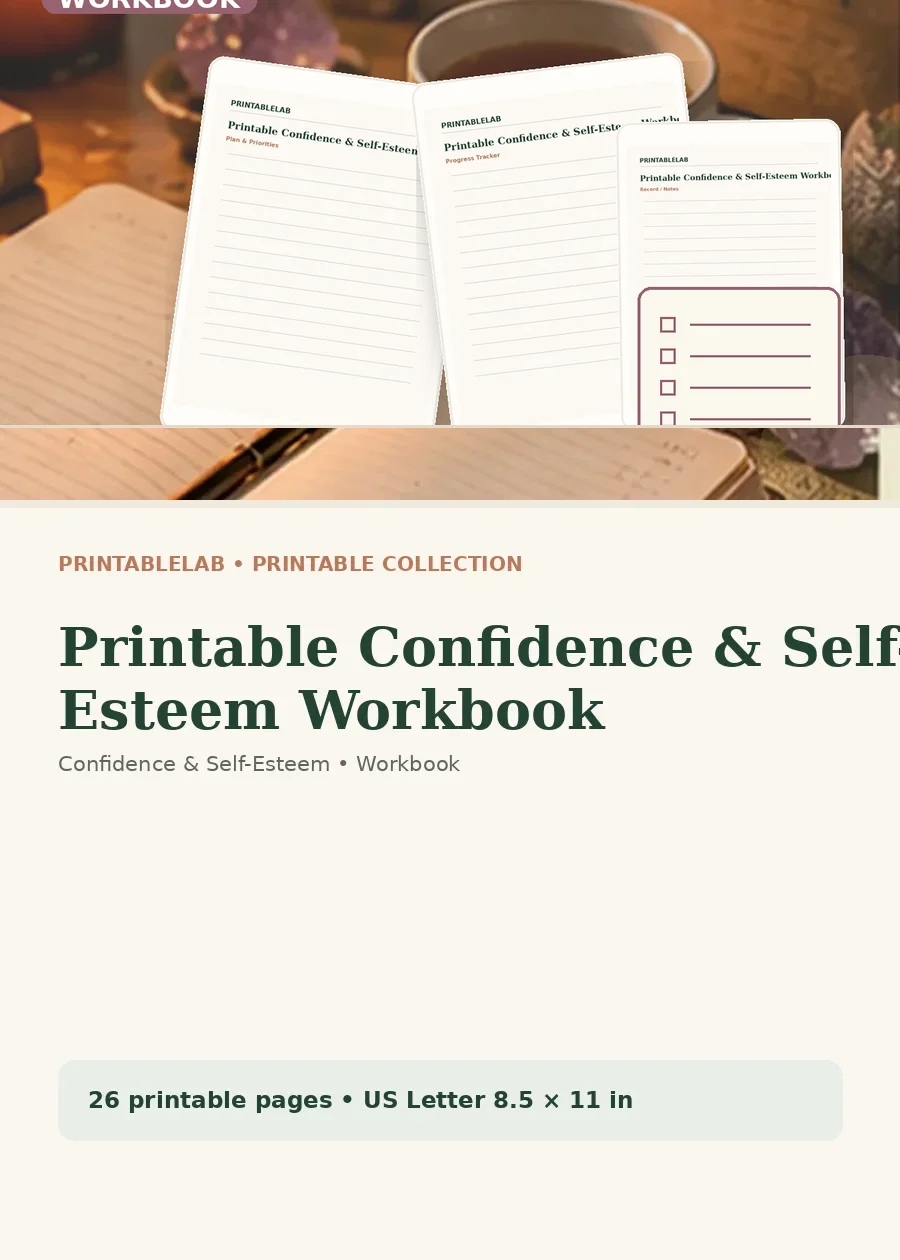 Printable Confidence & Self-Esteem Workbook cover
