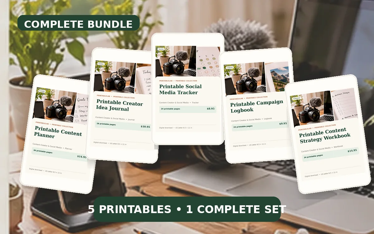Complete Content Creator & Social Media Printable Bundle cover