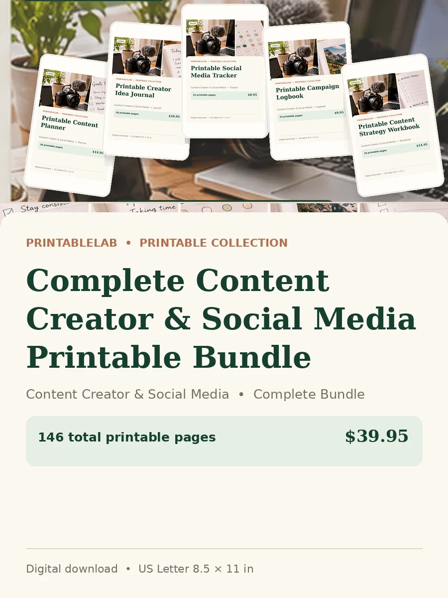 Complete Content Creator & Social Media Printable Bundle cover
