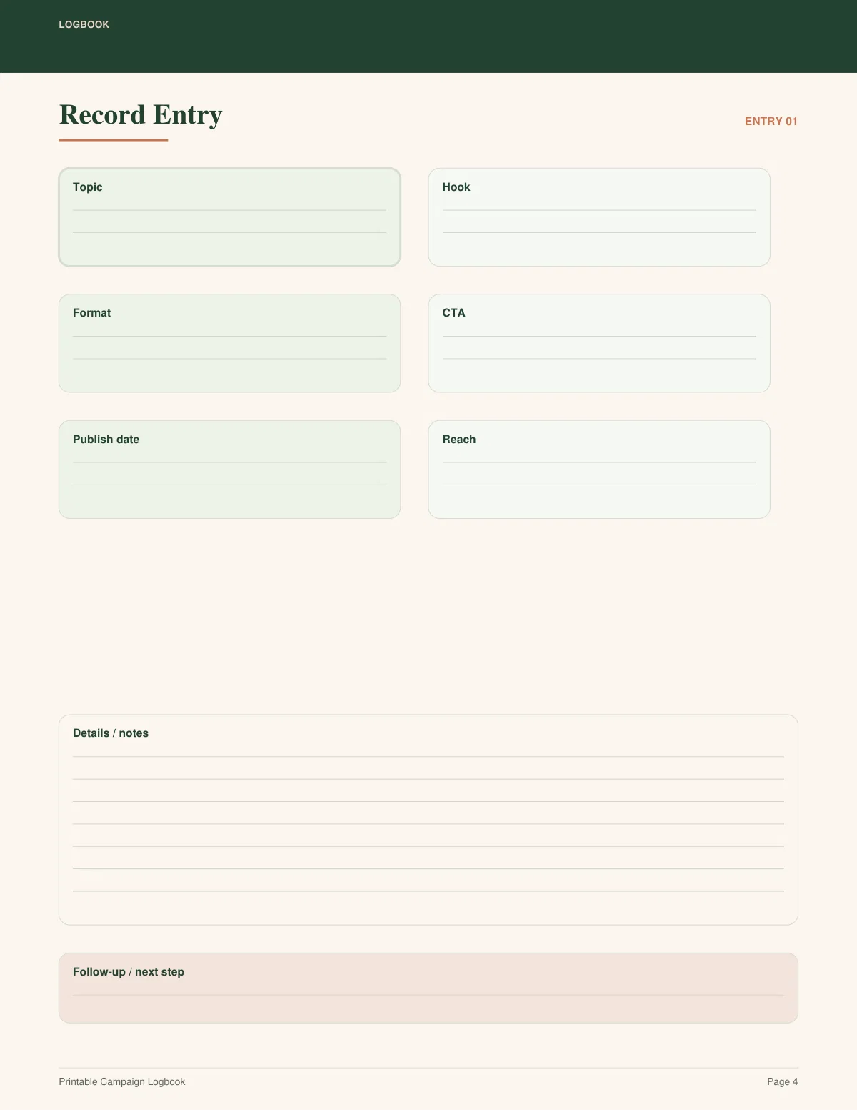 Printable Campaign Logbook preview 3