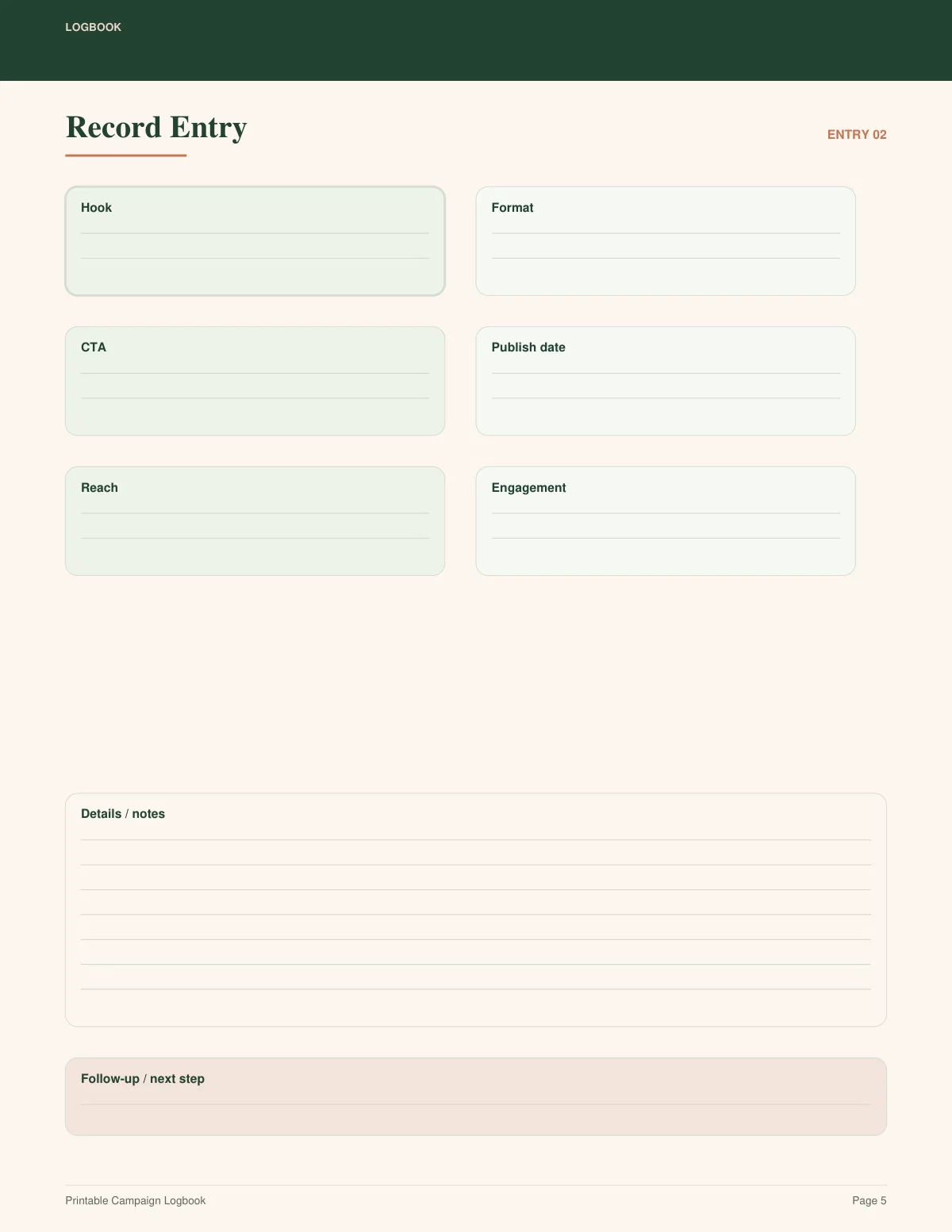 Printable Campaign Logbook preview 4