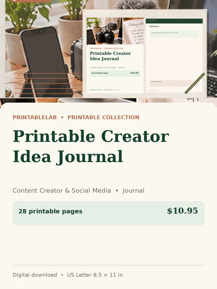 Printable Creator Idea Journal cover