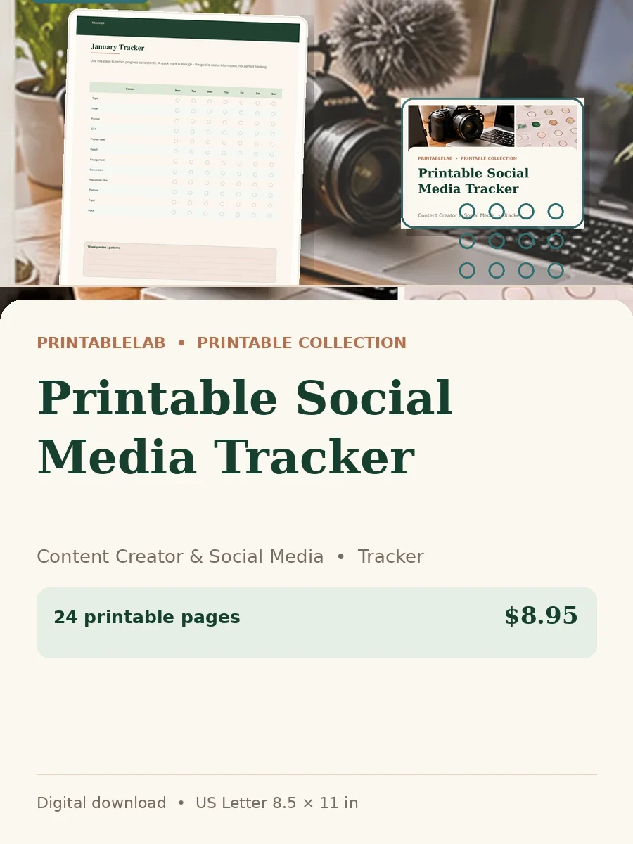 Printable Social Media Tracker cover