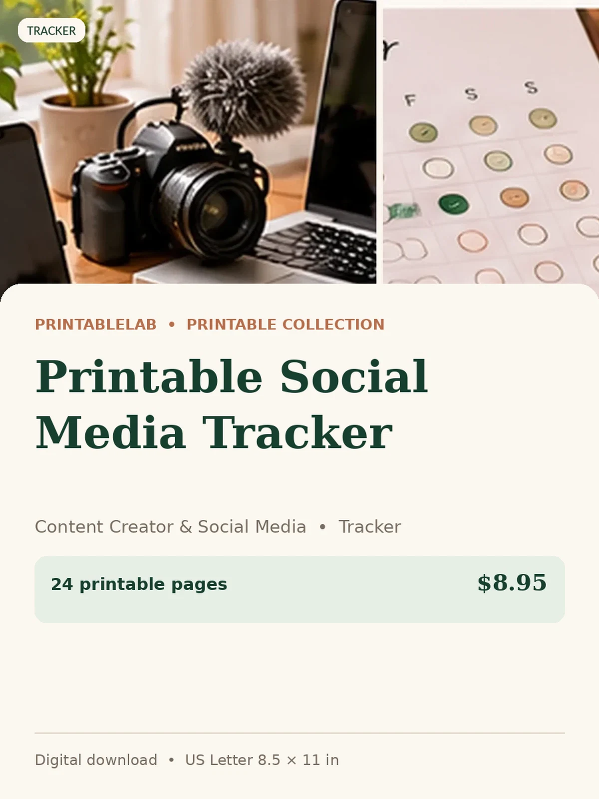 Printable Social Media Tracker preview 1