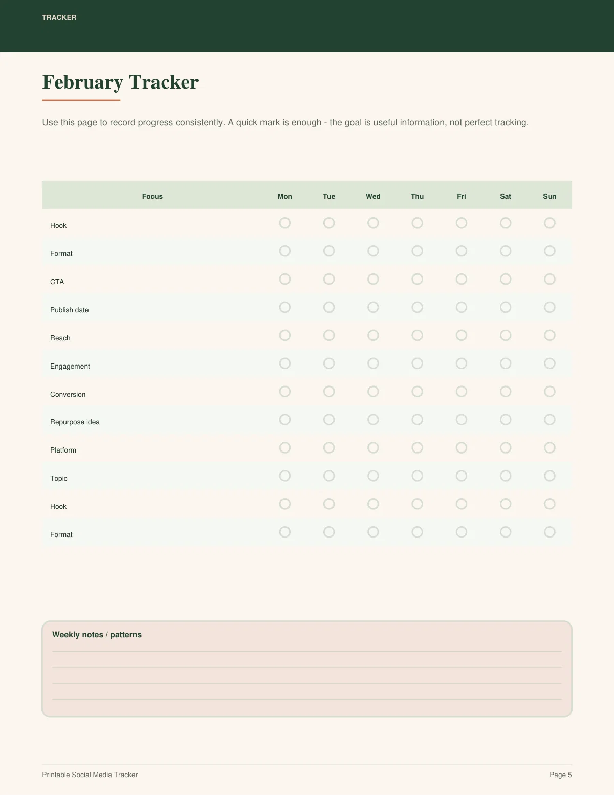 Printable Social Media Tracker preview 4