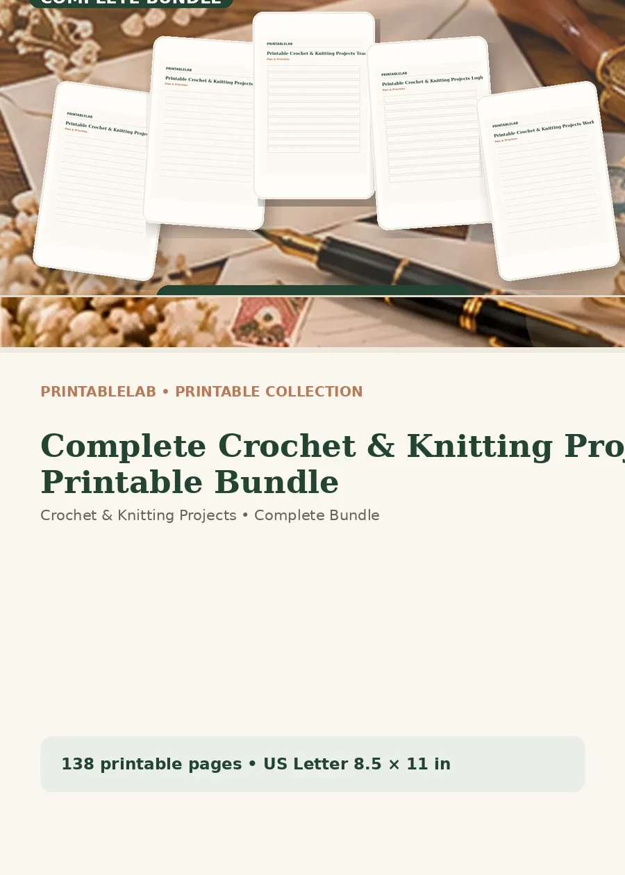 Complete Crochet & Knitting Projects Printable Bundle cover