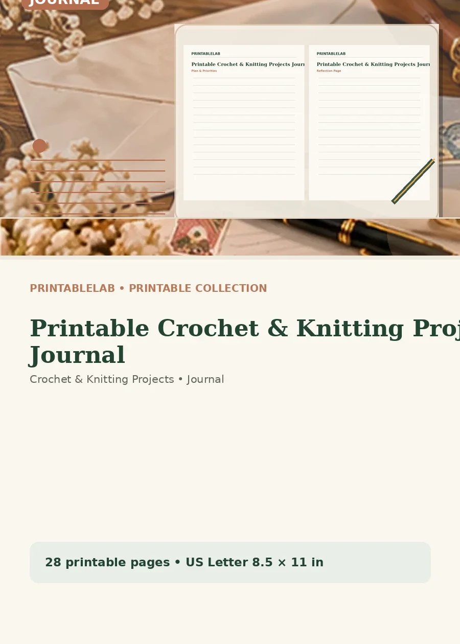 Printable Crochet & Knitting Projects Journal cover