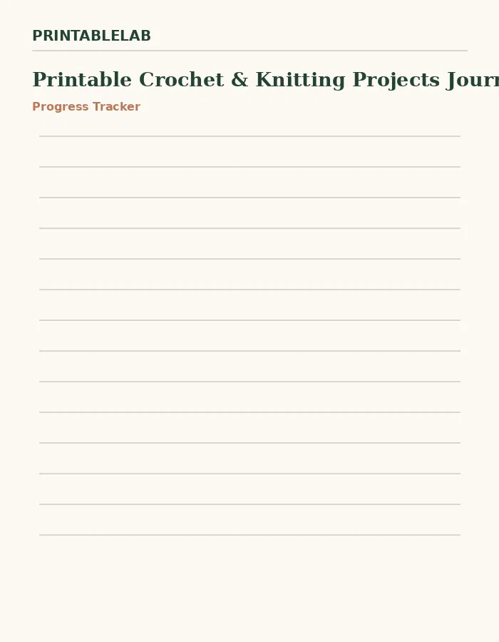 Printable Crochet & Knitting Projects Journal preview 3