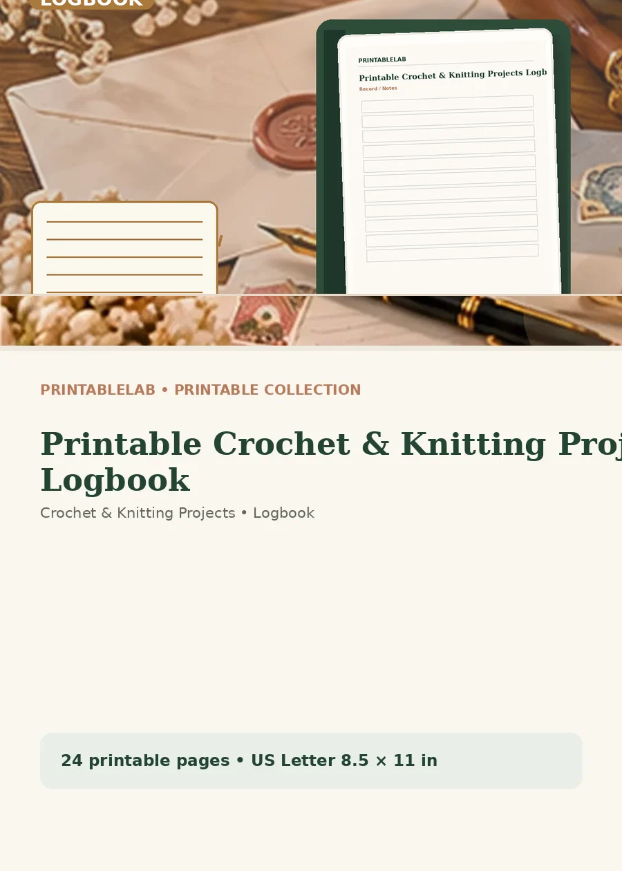 Printable Crochet & Knitting Projects Logbook cover