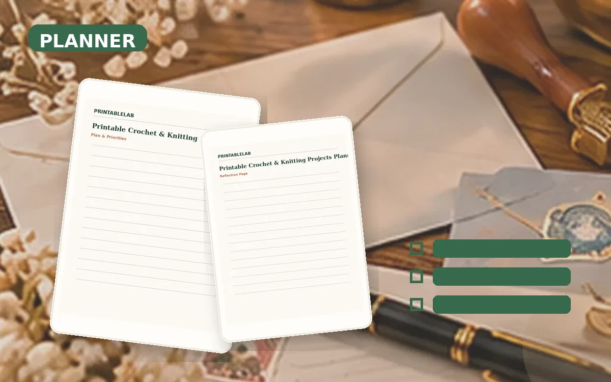 Printable Crochet & Knitting Projects Planner cover