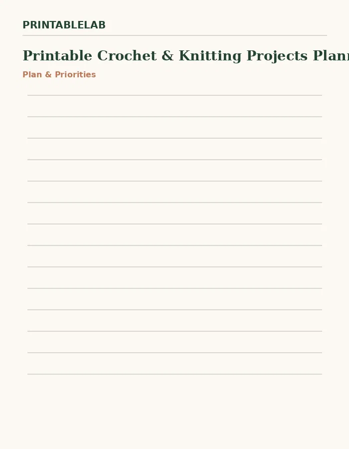 Printable Crochet & Knitting Projects Planner preview 1