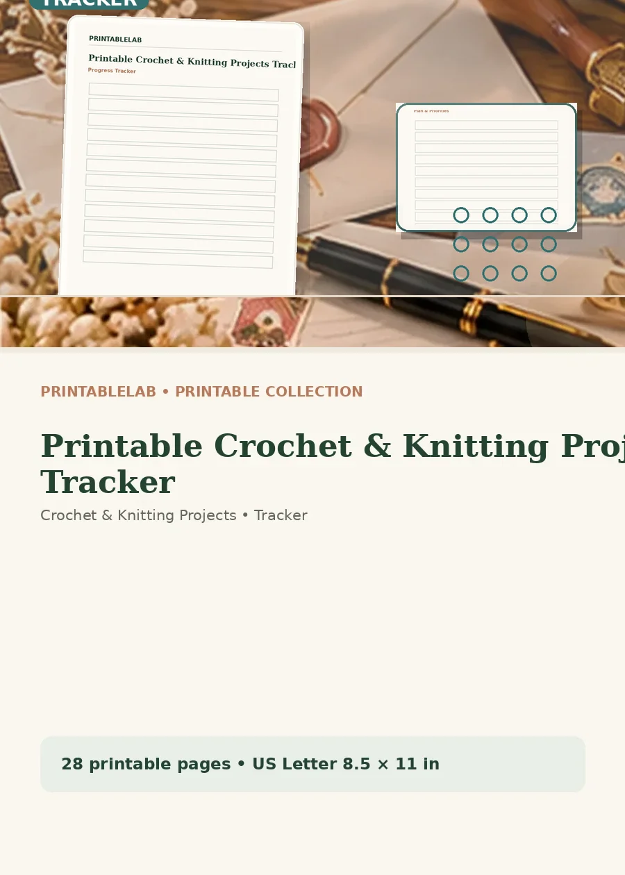 Printable Crochet & Knitting Projects Tracker cover