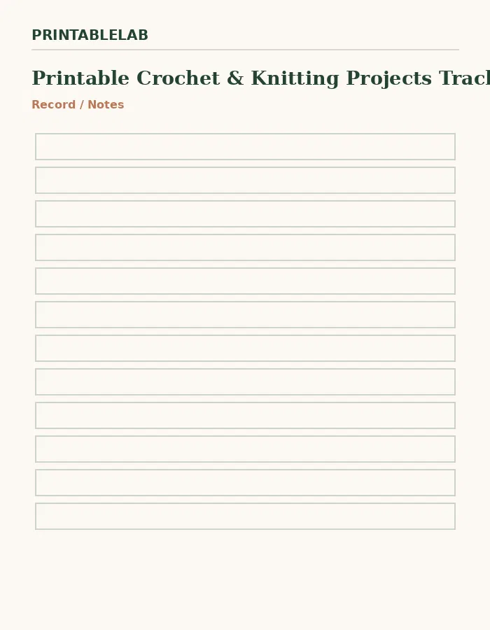 Printable Crochet & Knitting Projects Tracker preview 4