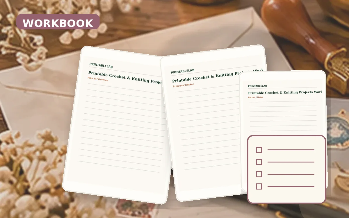 Printable Crochet & Knitting Projects Workbook cover