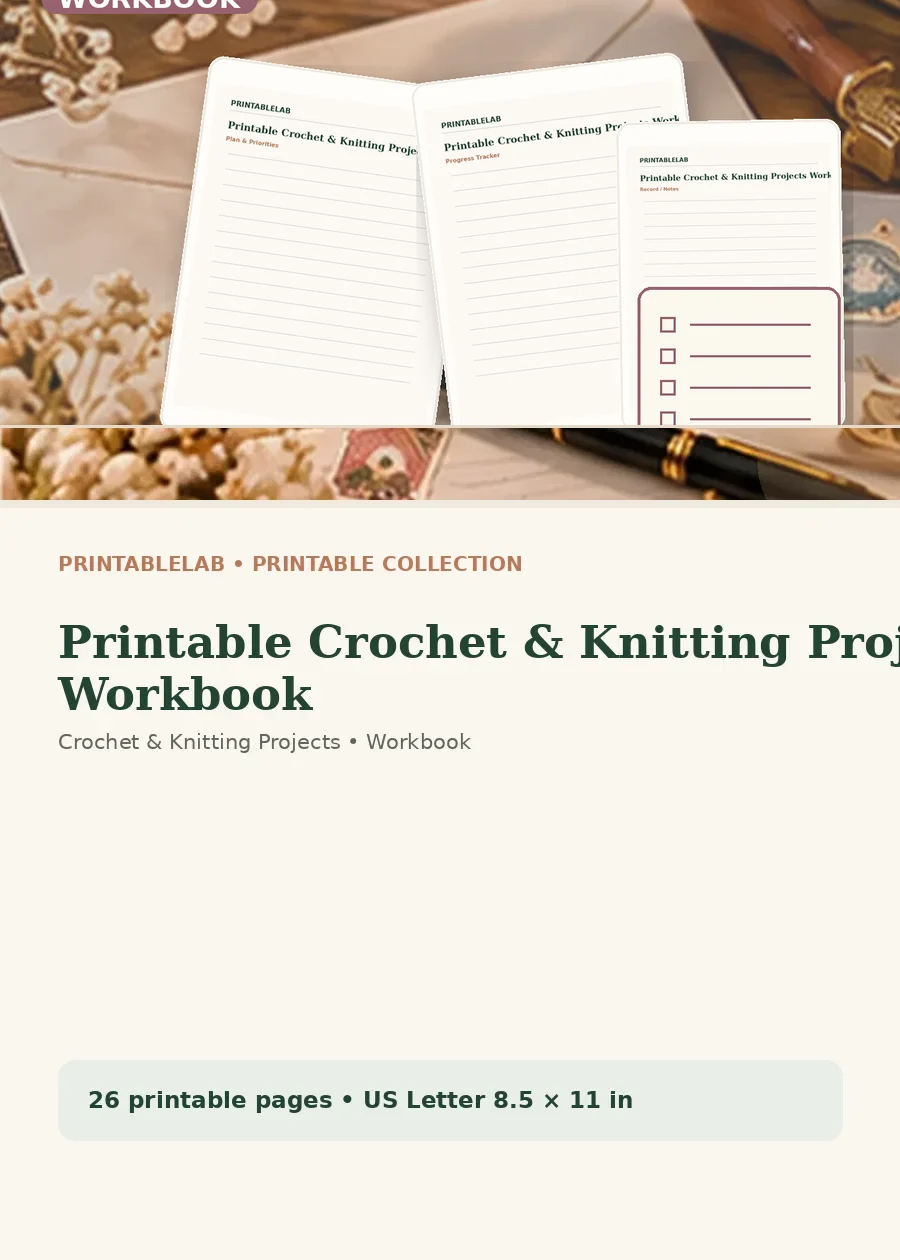 Printable Crochet & Knitting Projects Workbook cover