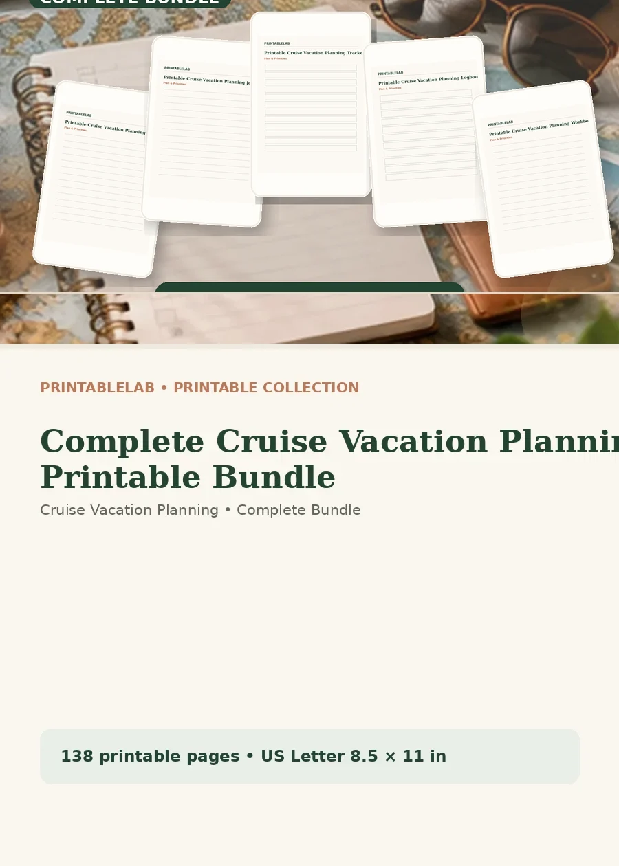Complete Cruise Vacation Planning Printable Bundle cover