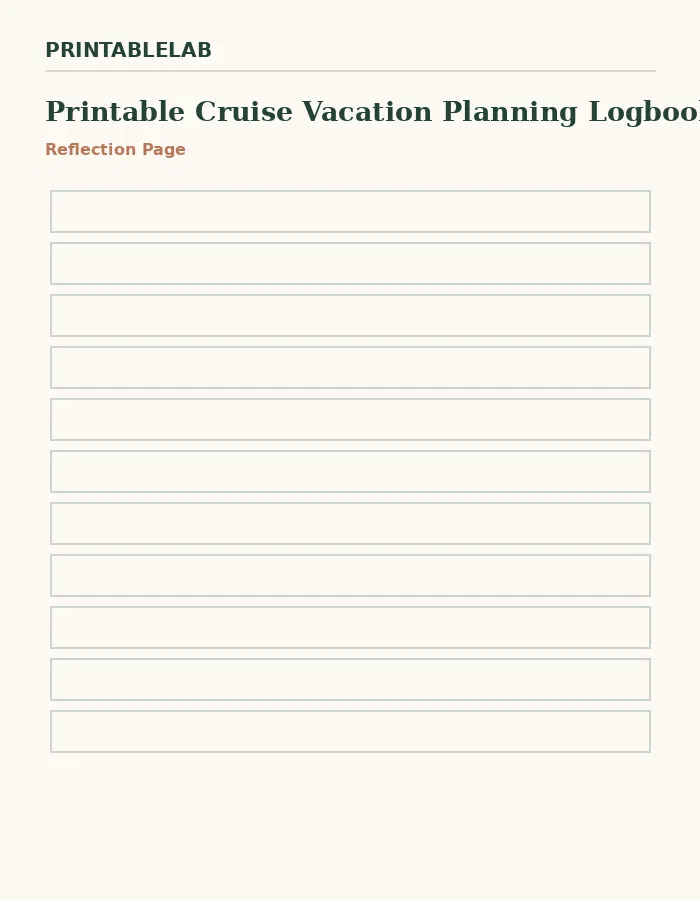 Printable Cruise Vacation Planning Logbook preview 2