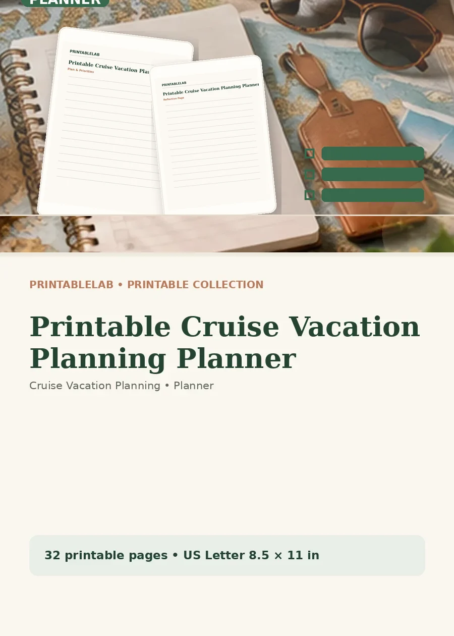Printable Cruise Vacation Planning Planner cover