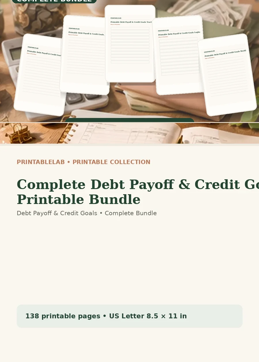 Complete Debt Payoff & Credit Goals Printable Bundle cover