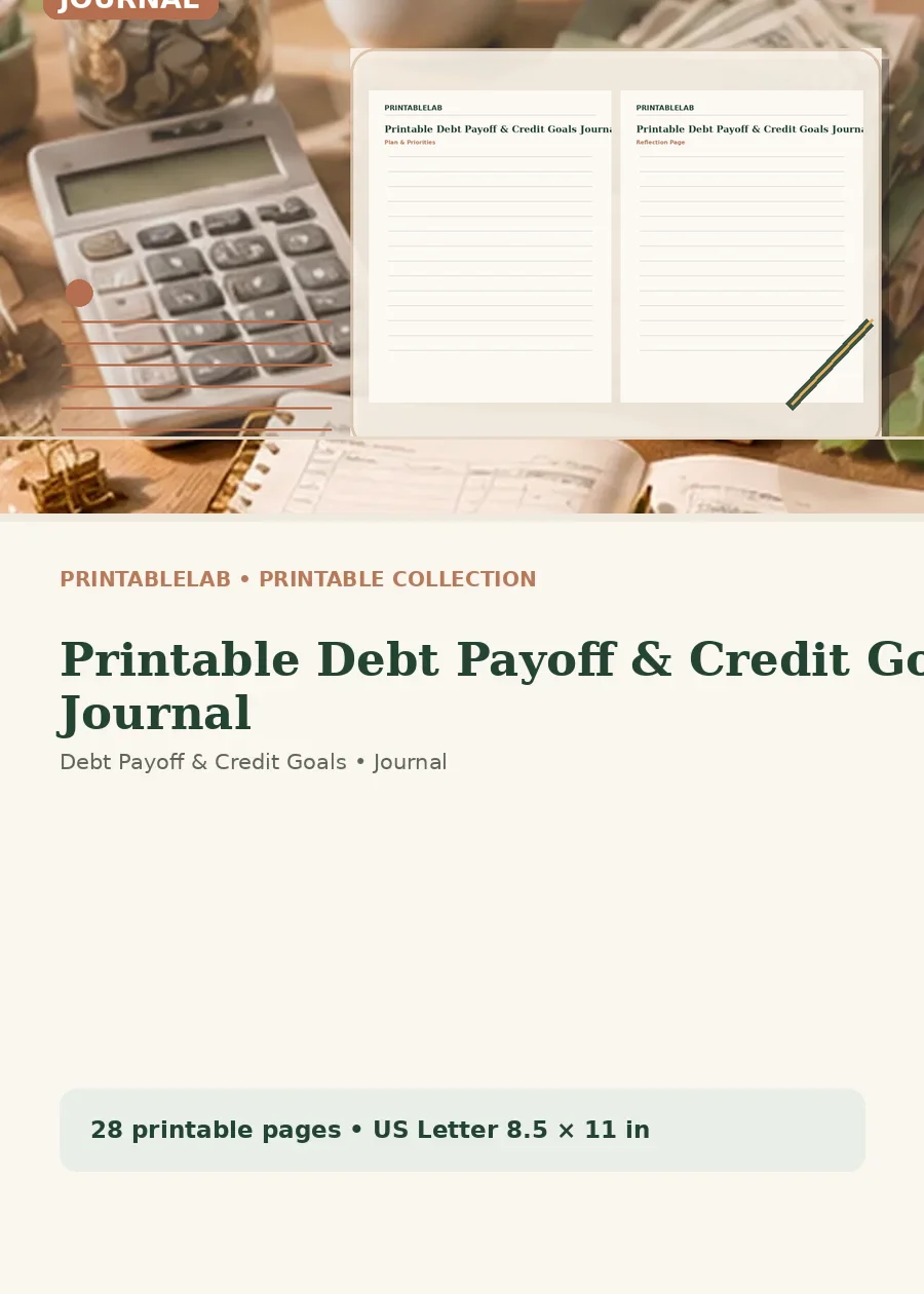 Printable Debt Payoff & Credit Goals Journal cover