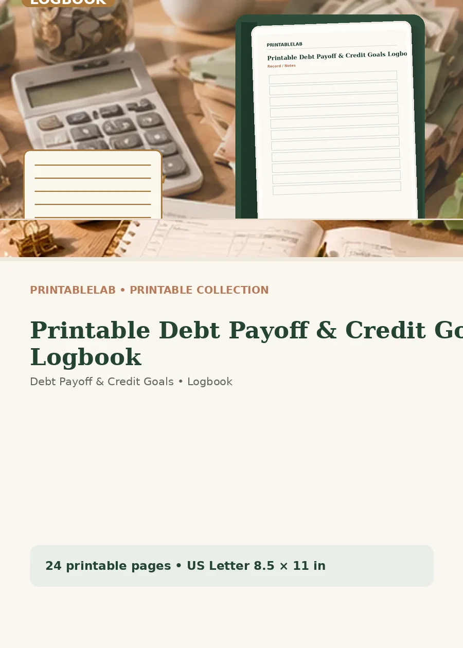 Printable Debt Payoff & Credit Goals Logbook cover