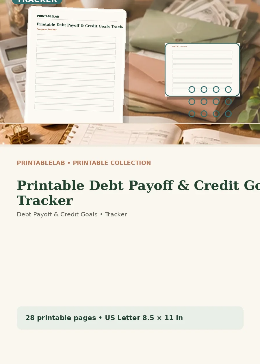 Printable Debt Payoff & Credit Goals Tracker cover