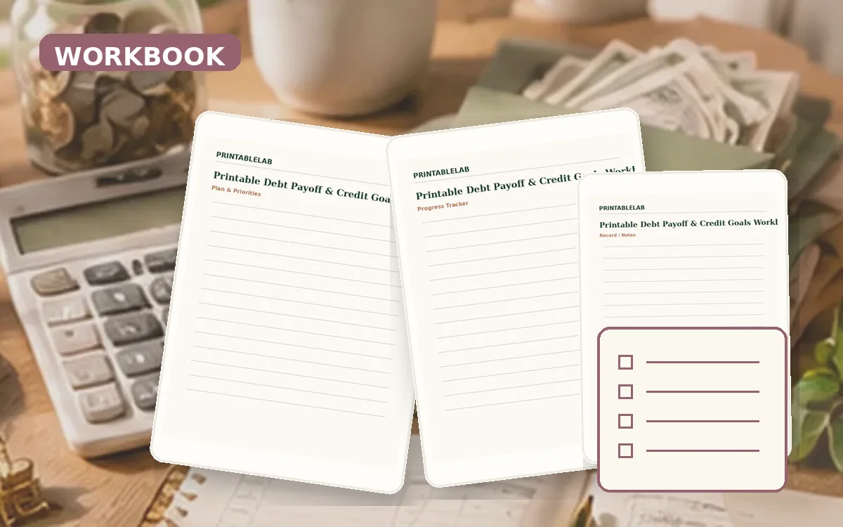 Printable Debt Payoff & Credit Goals Workbook cover