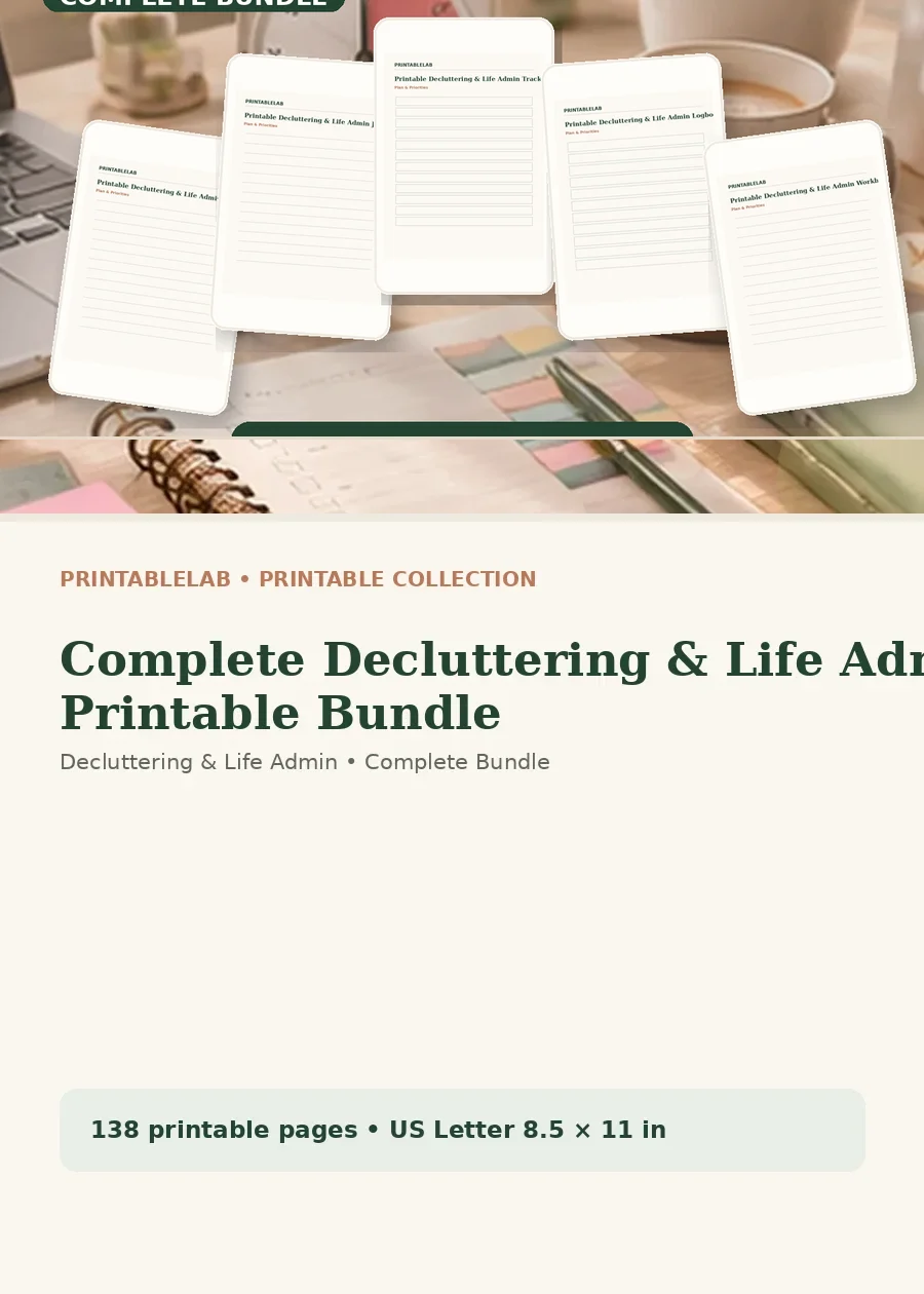 Complete Decluttering & Life Admin Printable Bundle cover