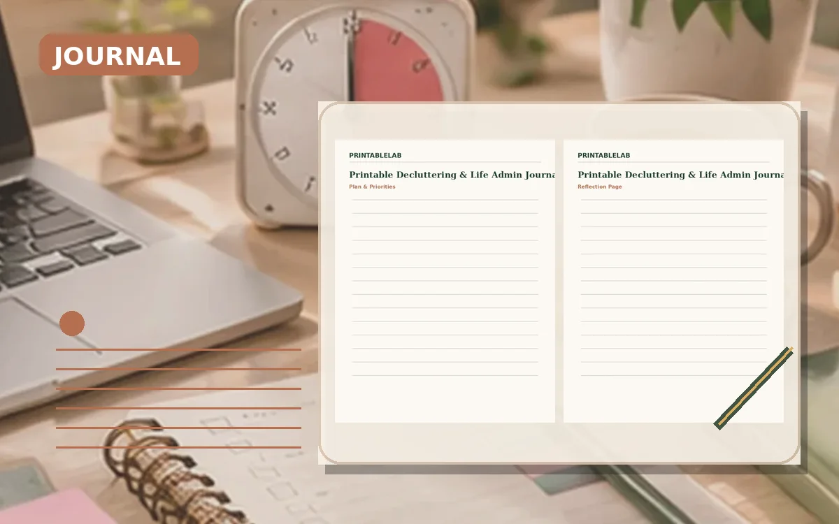Printable Decluttering & Life Admin Journal cover