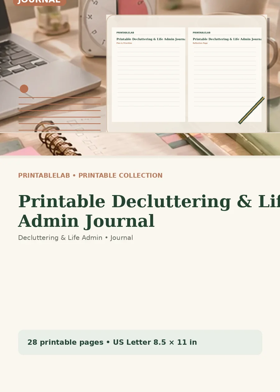 Printable Decluttering & Life Admin Journal cover